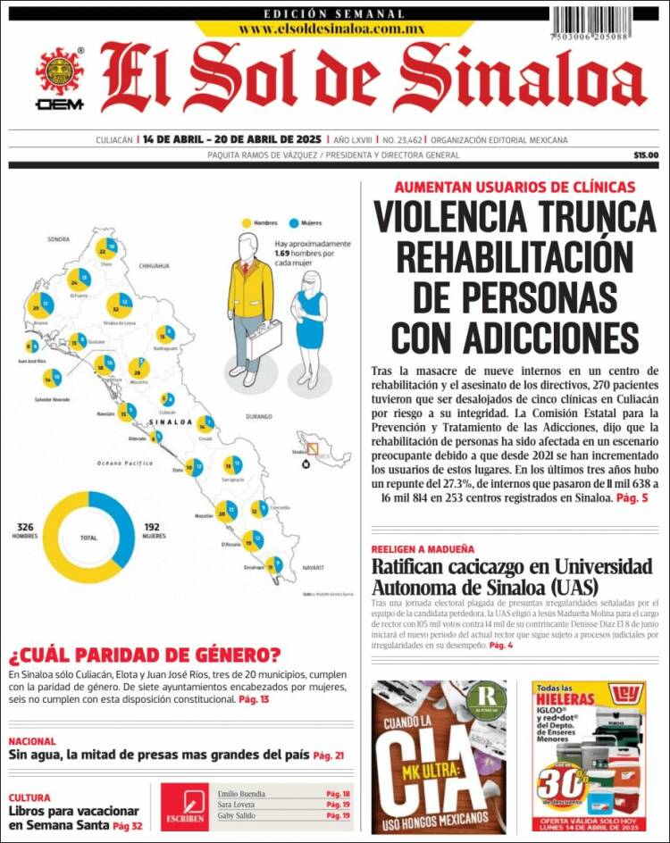 Portada de El Sol de Sinaloa (Mexico)