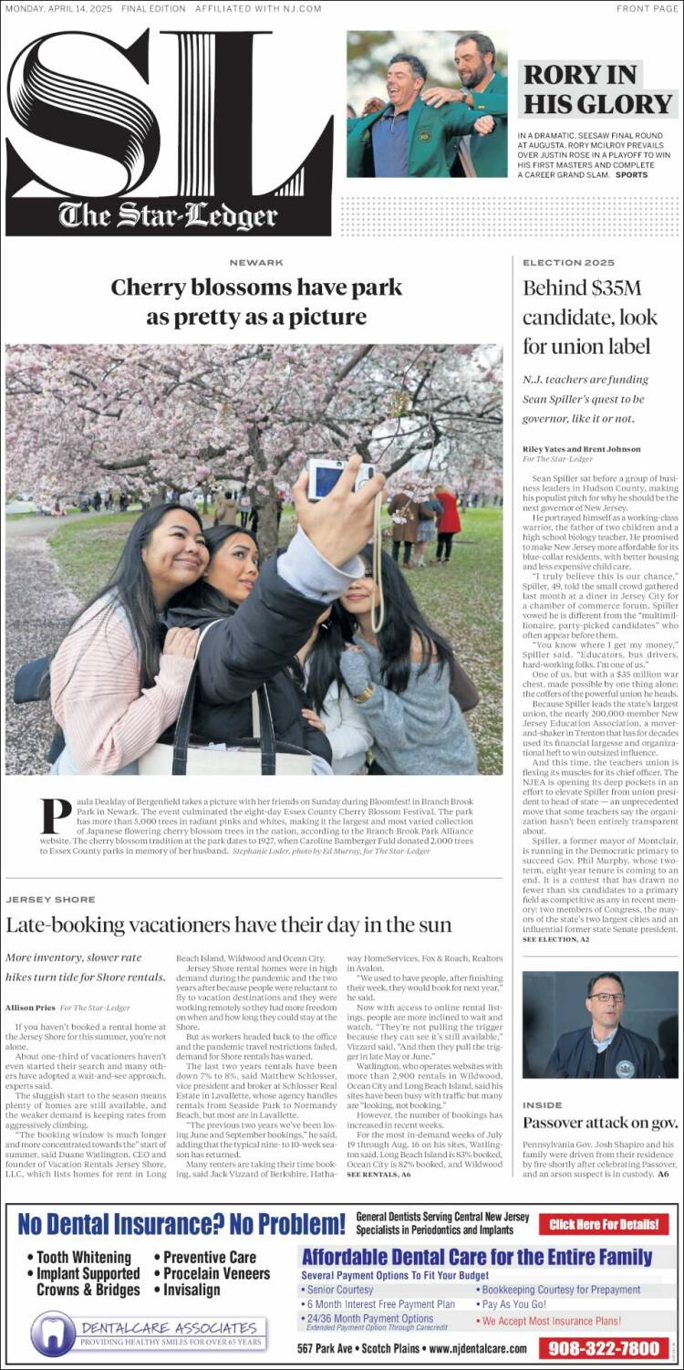 Portada de Star-Ledger (USA)