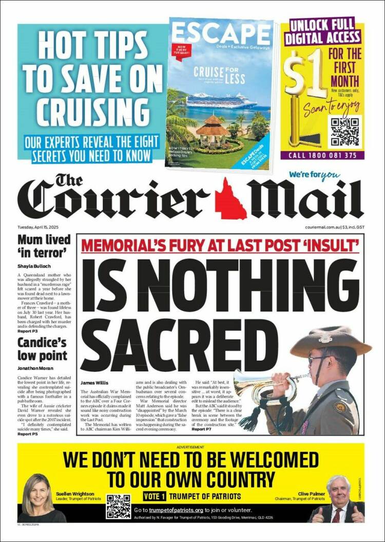 Portada de The Courier-Mail (Australia)