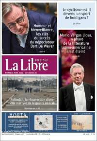 Portada de La Libre.be (Belgique)
