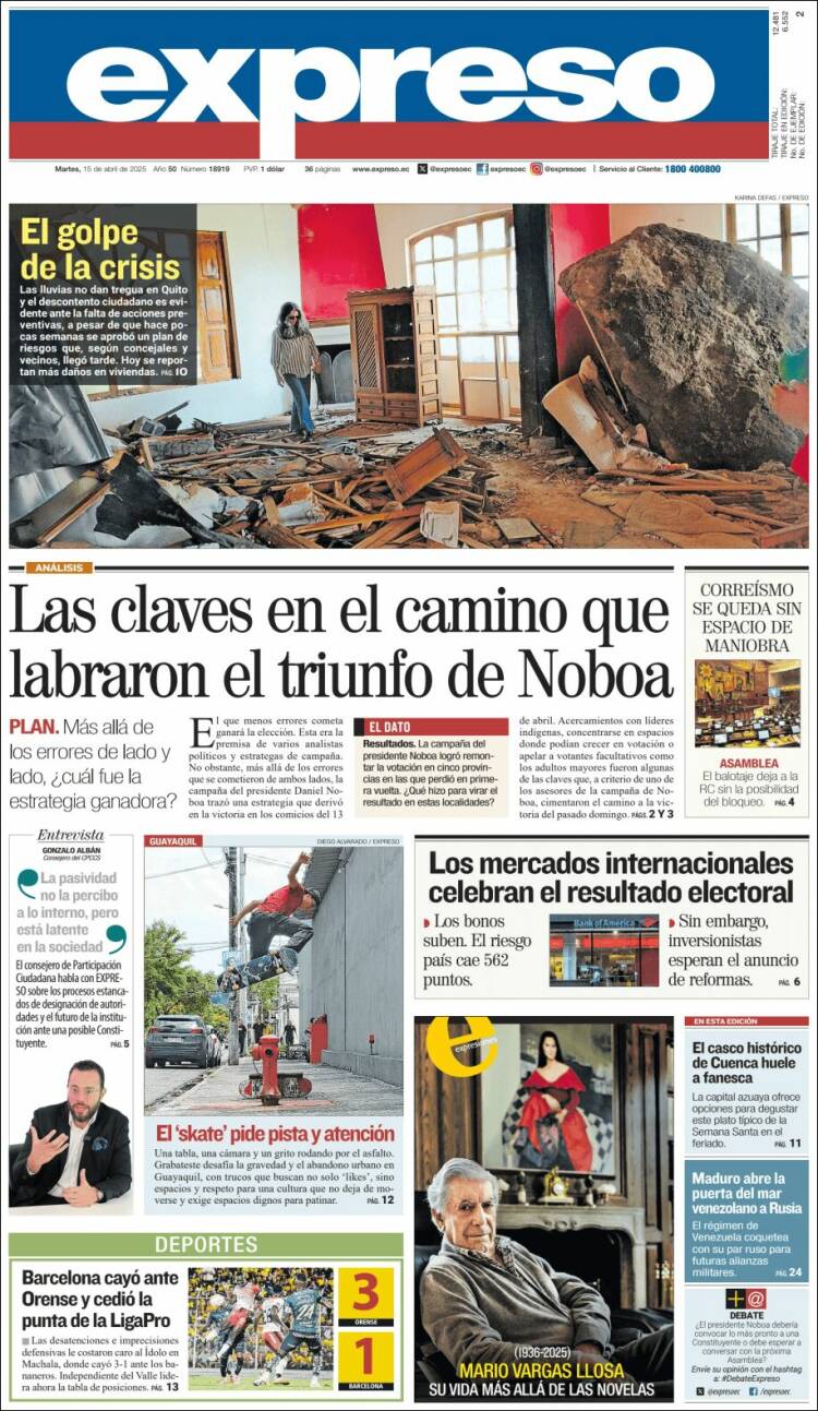 Portada de Expreso (Ecuador)