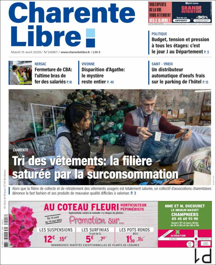 Portada de Charente Libre (Francia)