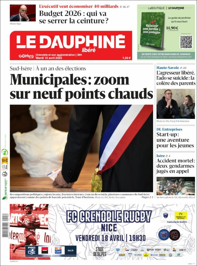 Portada de Le Dauphiné Libéré (Francia)