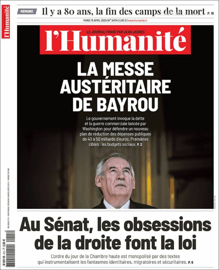 Portada de l'Humanite (Francia)