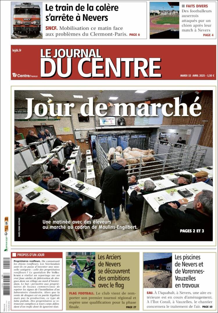 Portada de Le Journal du Centre (Francia)
