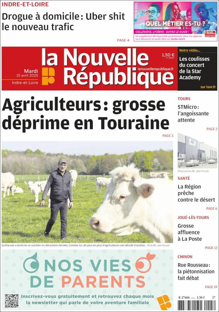 Portada de La Nouvelle Republique (Francia)