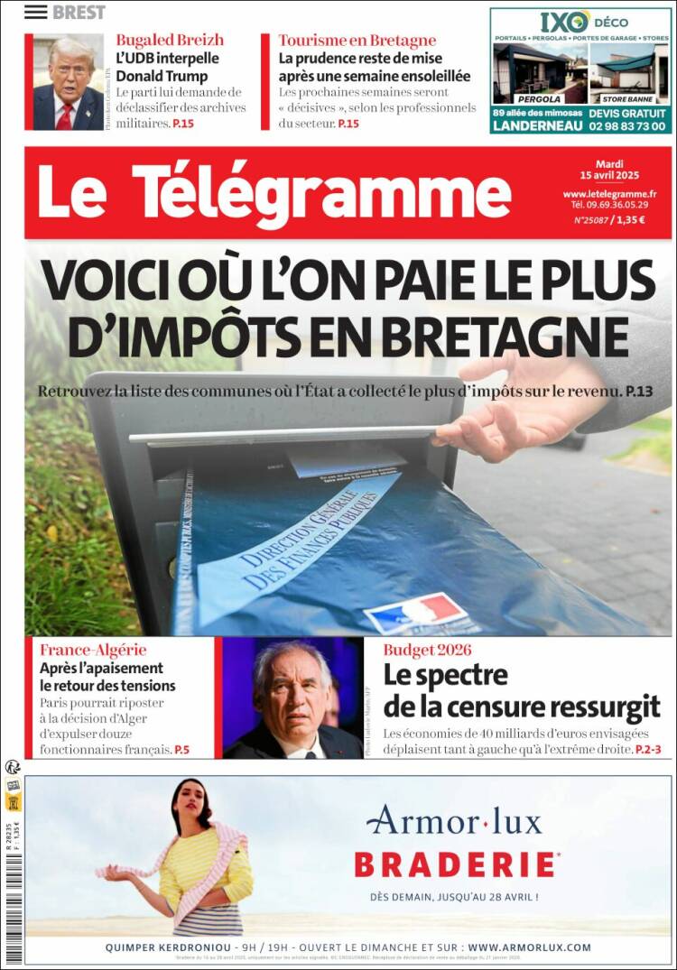 Portada de Télégramme (Francia)