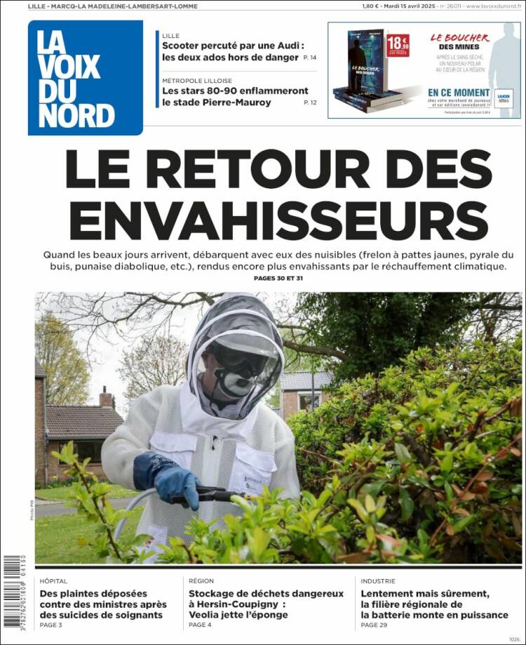 Portada de La Voix du Nord (Francia)