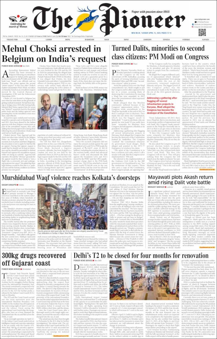 Portada de The Pioneer (India)