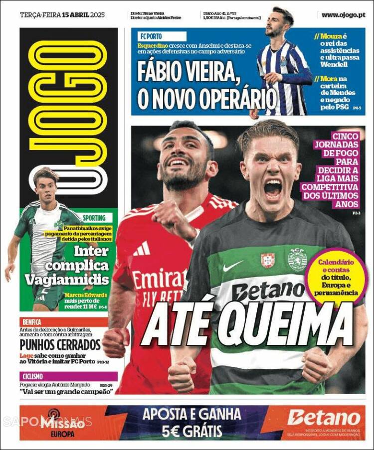 Portada de O Jogo (Portugal)