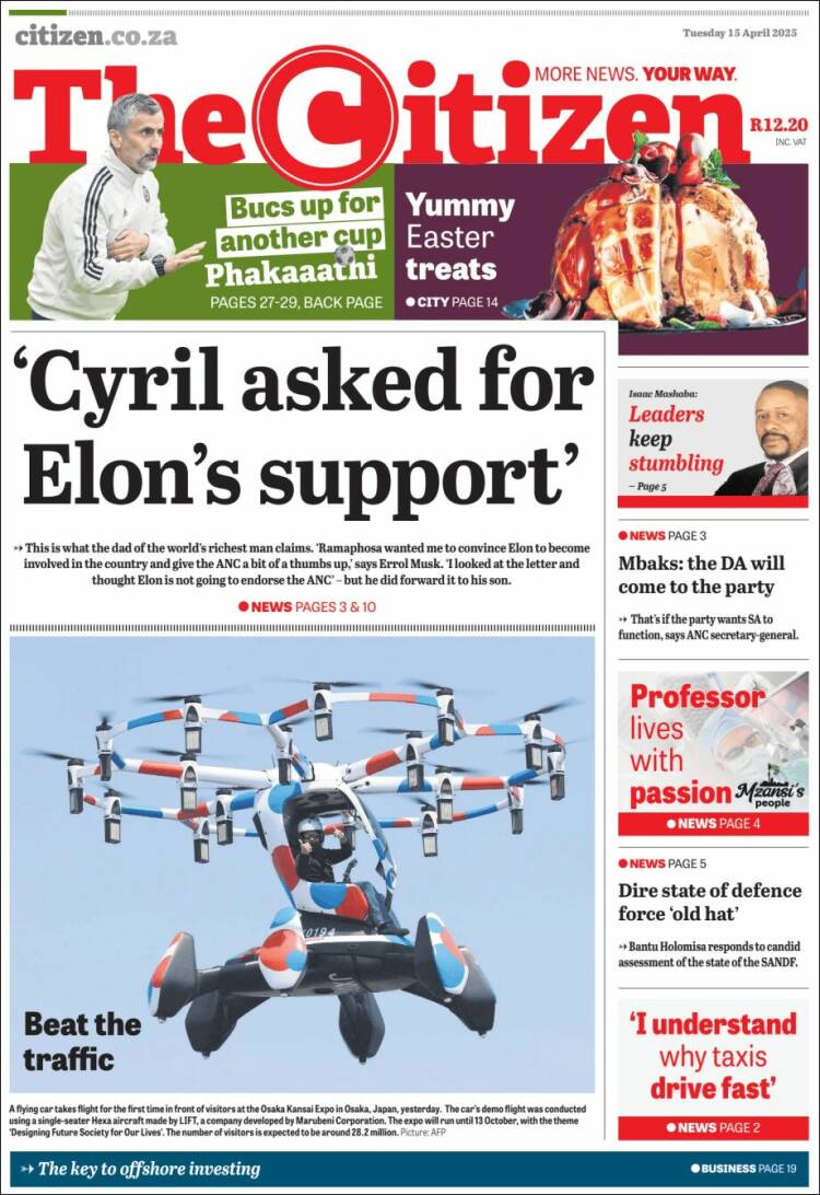 Portada de The Citizen (Sud&aacute;frica)