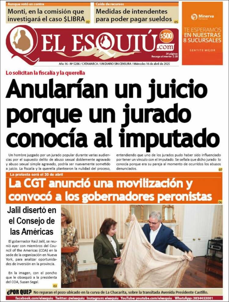 Portada de El Esquiu (Argentina)