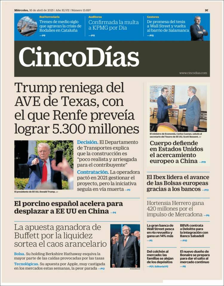 Portada de Cinco Días (Espa&ntilde;a)