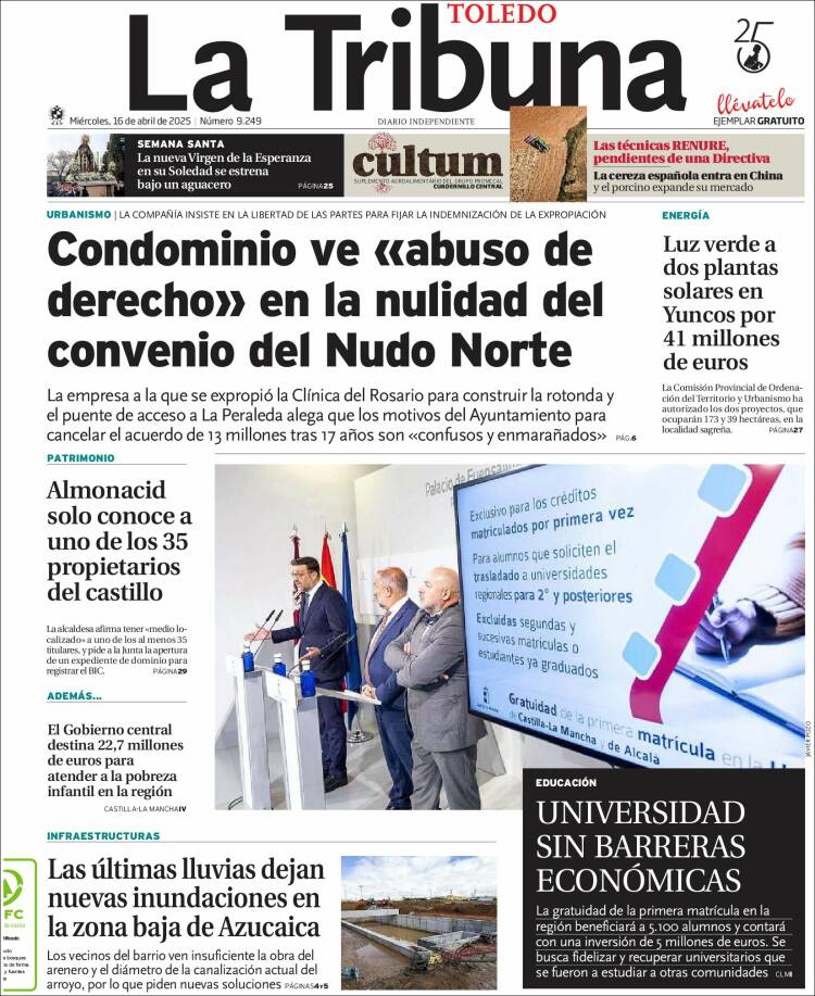 Portada de La Tribuna de Toledo (España)