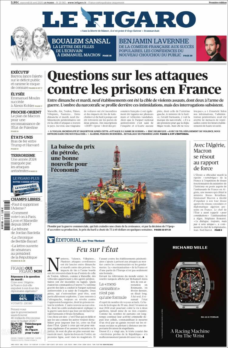 Portada de Le Figaro (Francia)