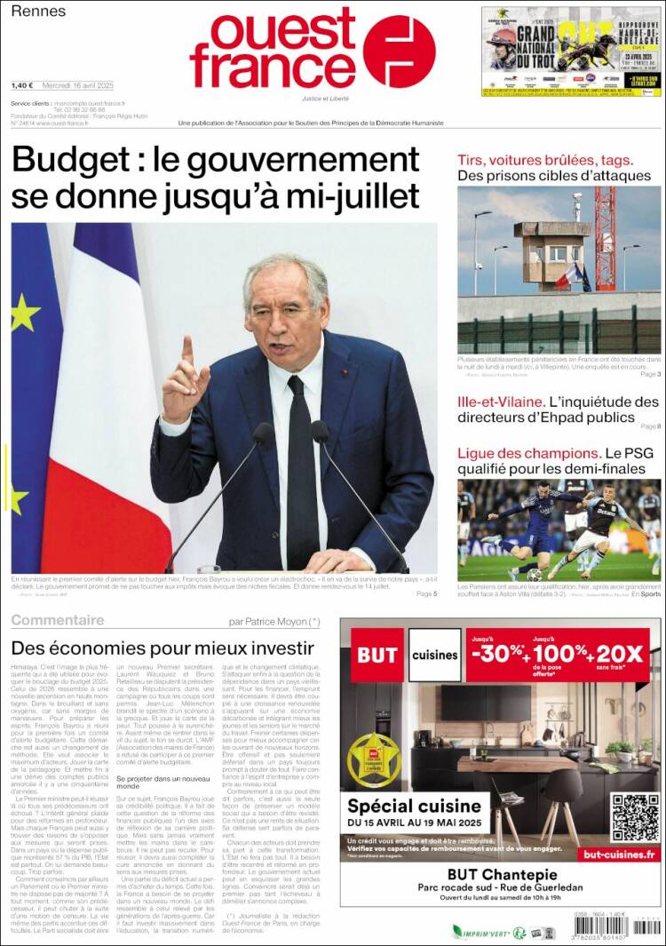Portada de Ouest France (Francia)