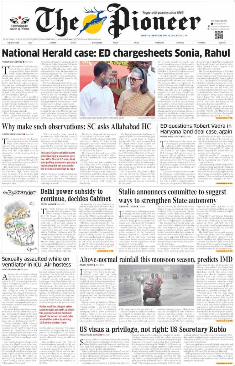 Portada de The Pioneer (India)