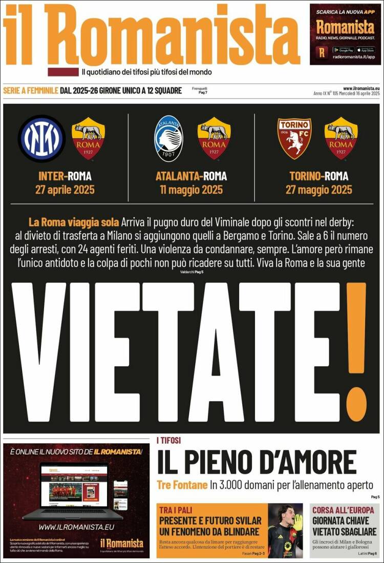 Portada de Romanista (Italia)