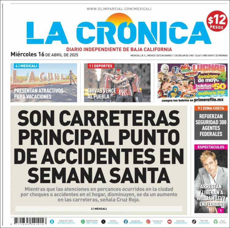 Portada de La Crónica de Baja California (M&eacute;xico)