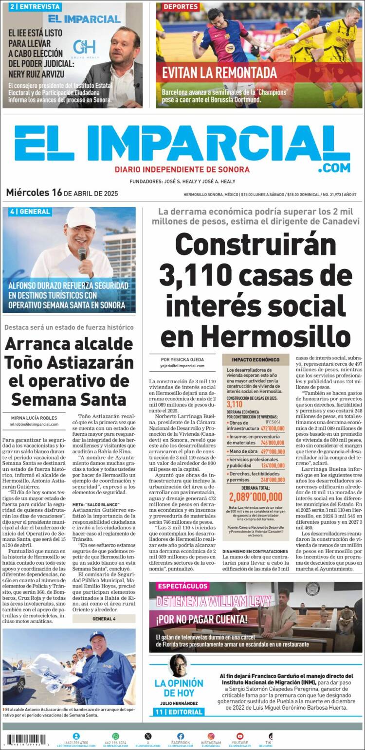 Portada de El Imparcial (M&eacute;xico)