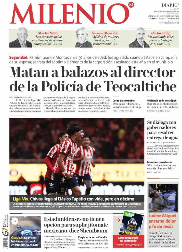 Portada de Milenio - Jalisco (M&eacute;xico)