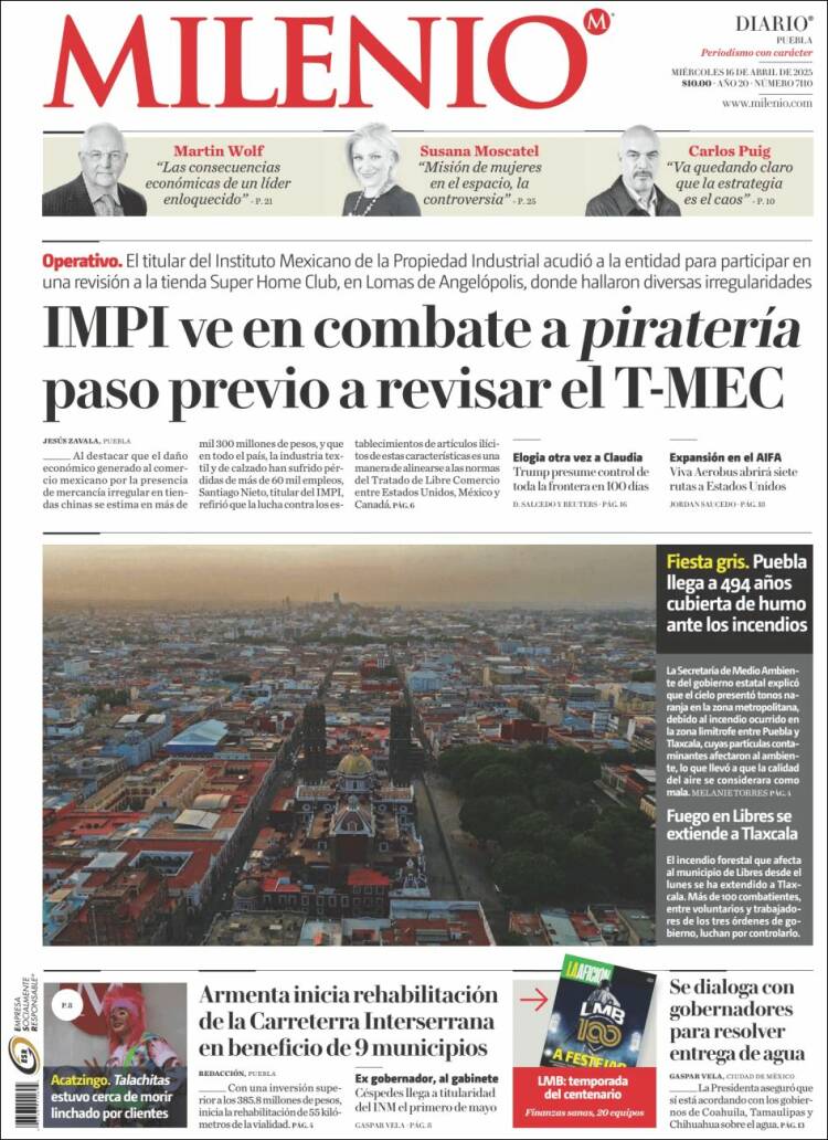 Portada de Milenio de Puebla (M&eacute;xico)