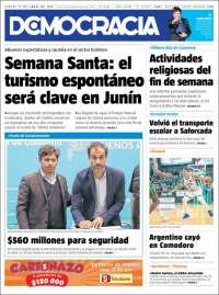 Portada de Diario Democracia (Argentina)