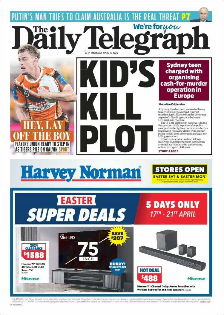 Portada de The Daily Telegraph (Australia)