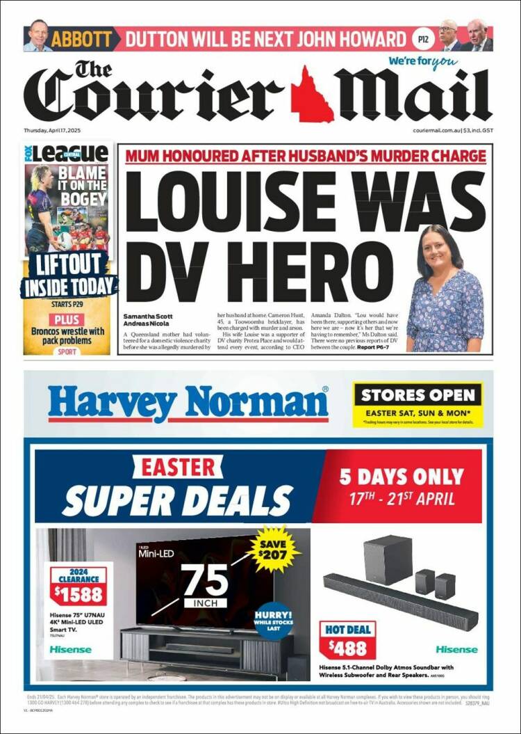 Portada de The Courier-Mail (Australia)