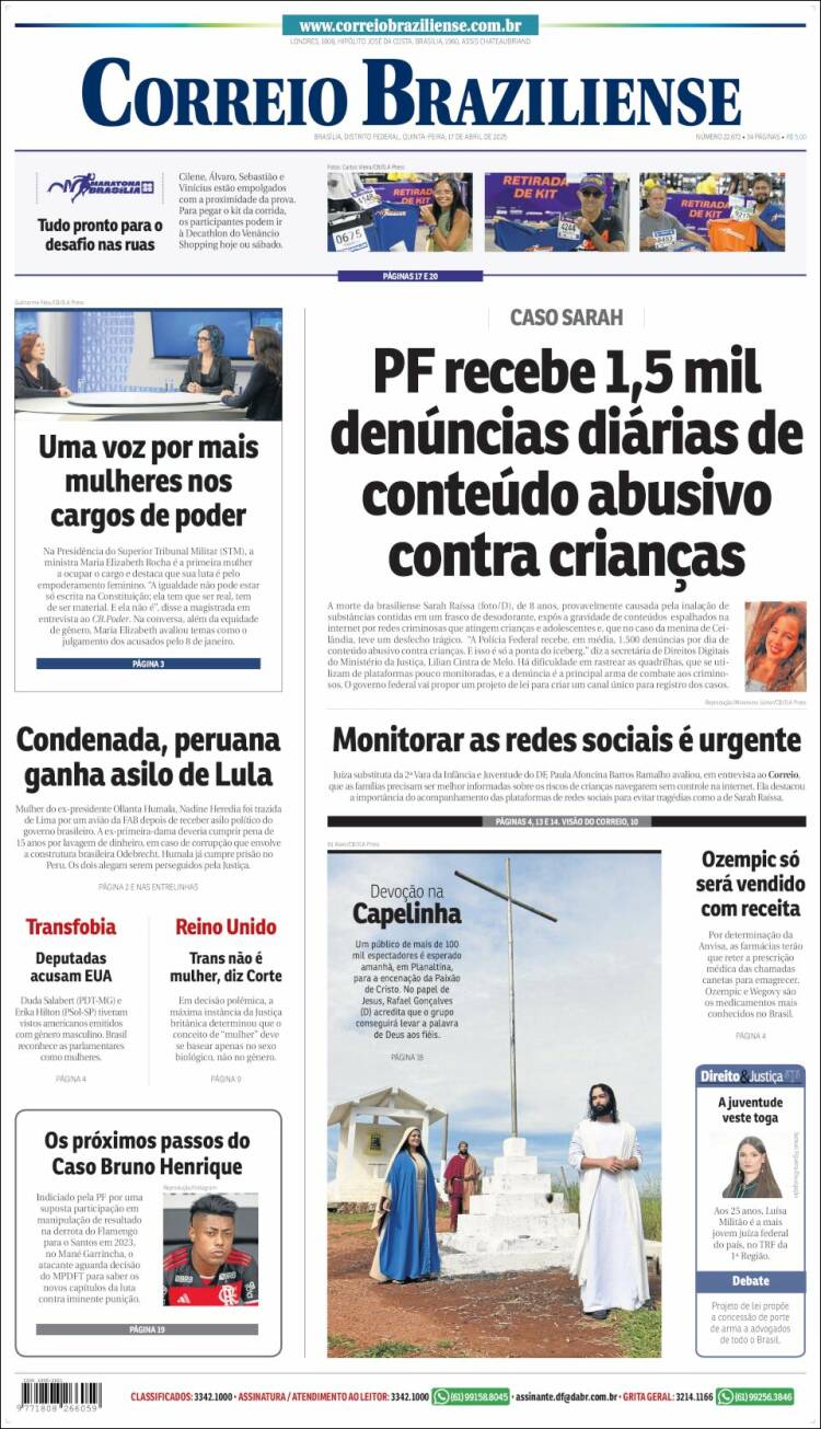 Portada de Correio Braziliense (Brasil)