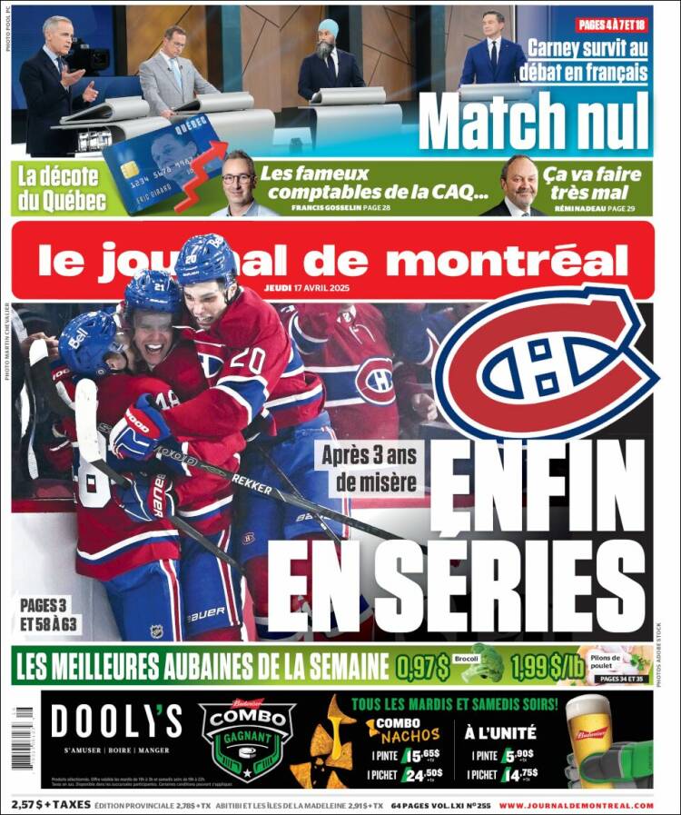 Portada de Le Journal de Montréal (Canadá)