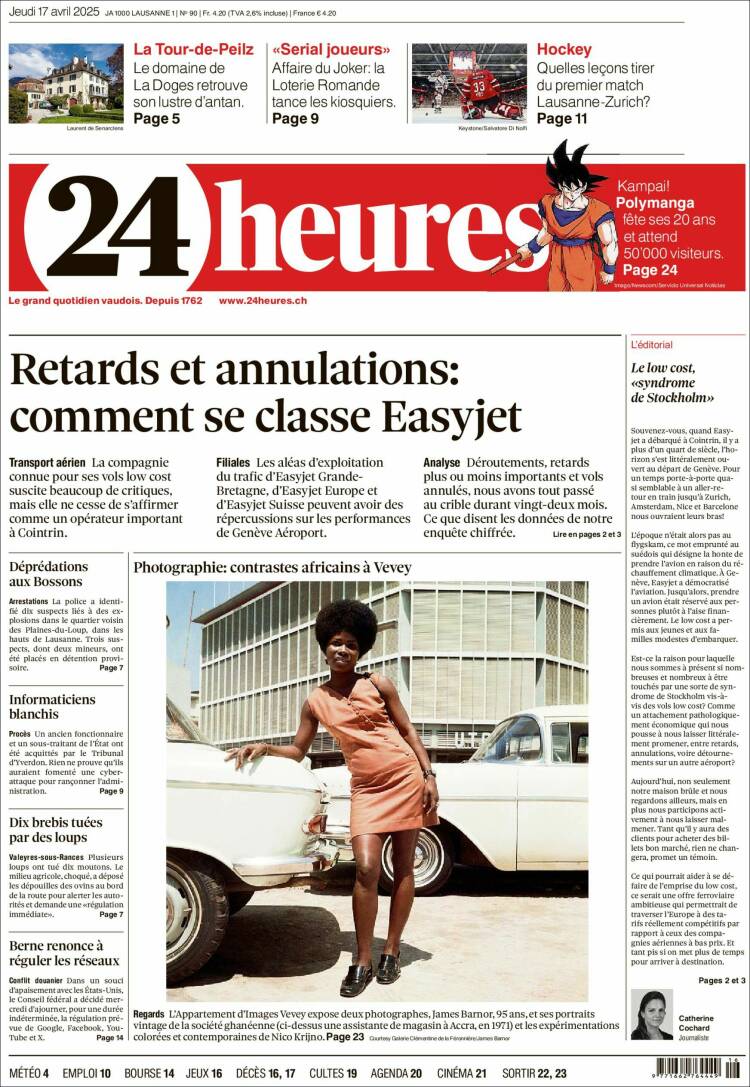 Portada de 24 Heures (Suiza)