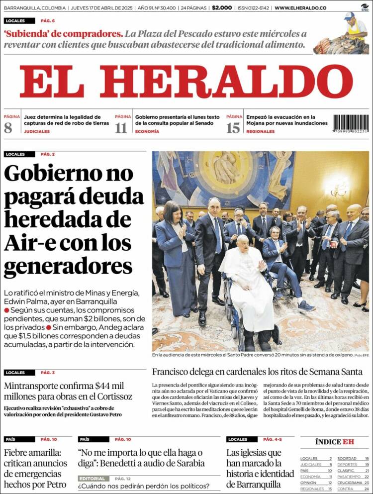 Portada de El Heraldo (Colombia)