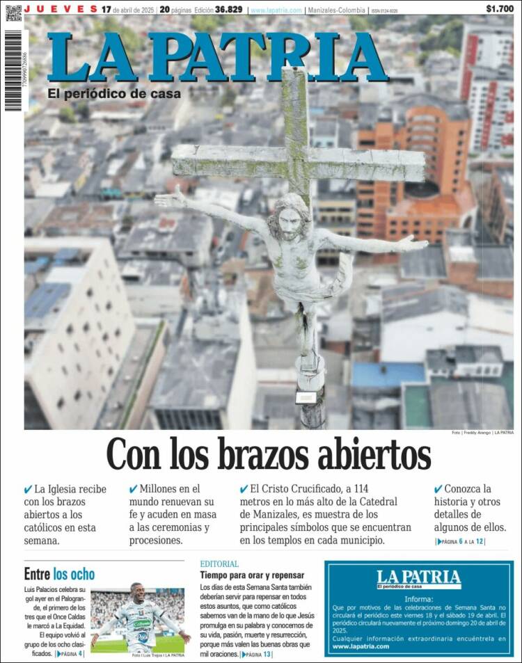 Portada de La Patria (Colombia)