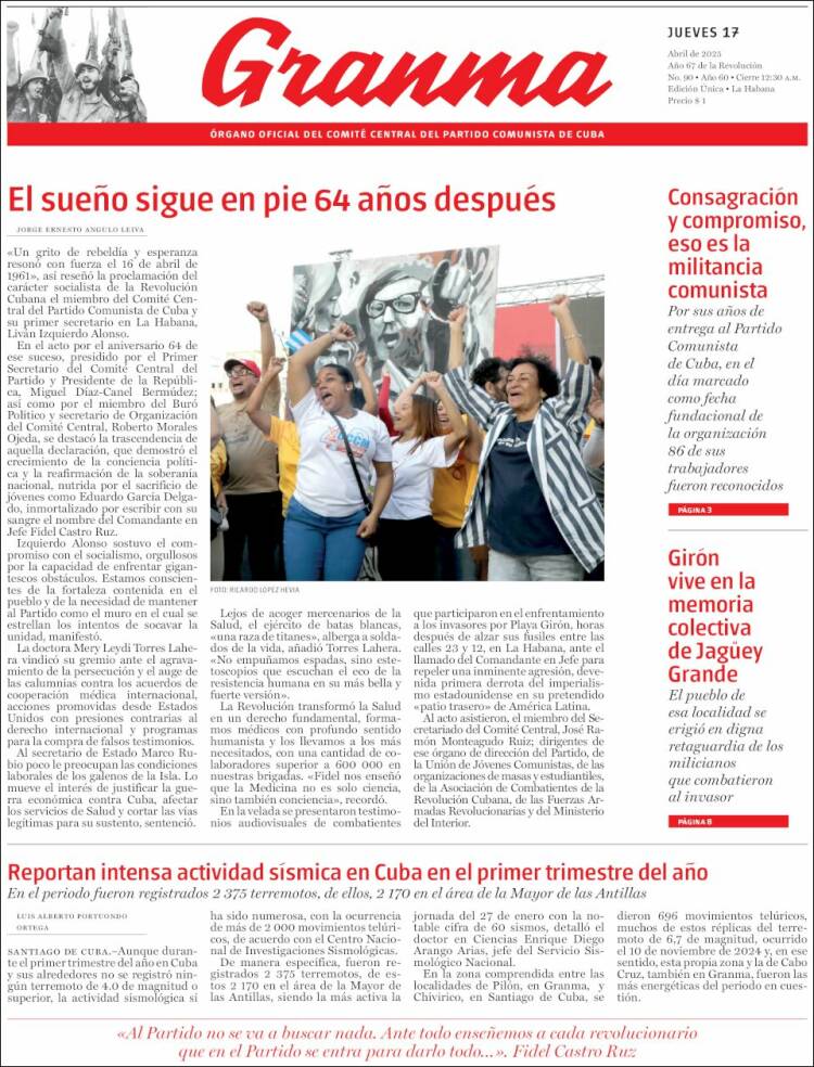 Portada de Granma (Cuba)