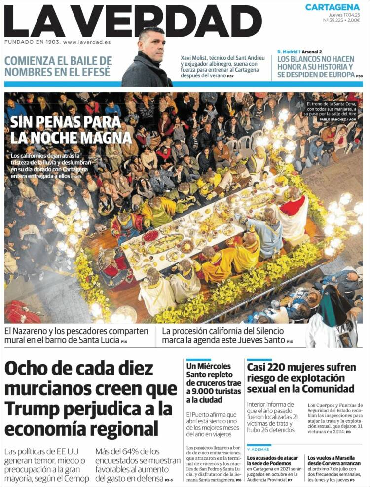 Portada de La Verdad de Cartagena (España)