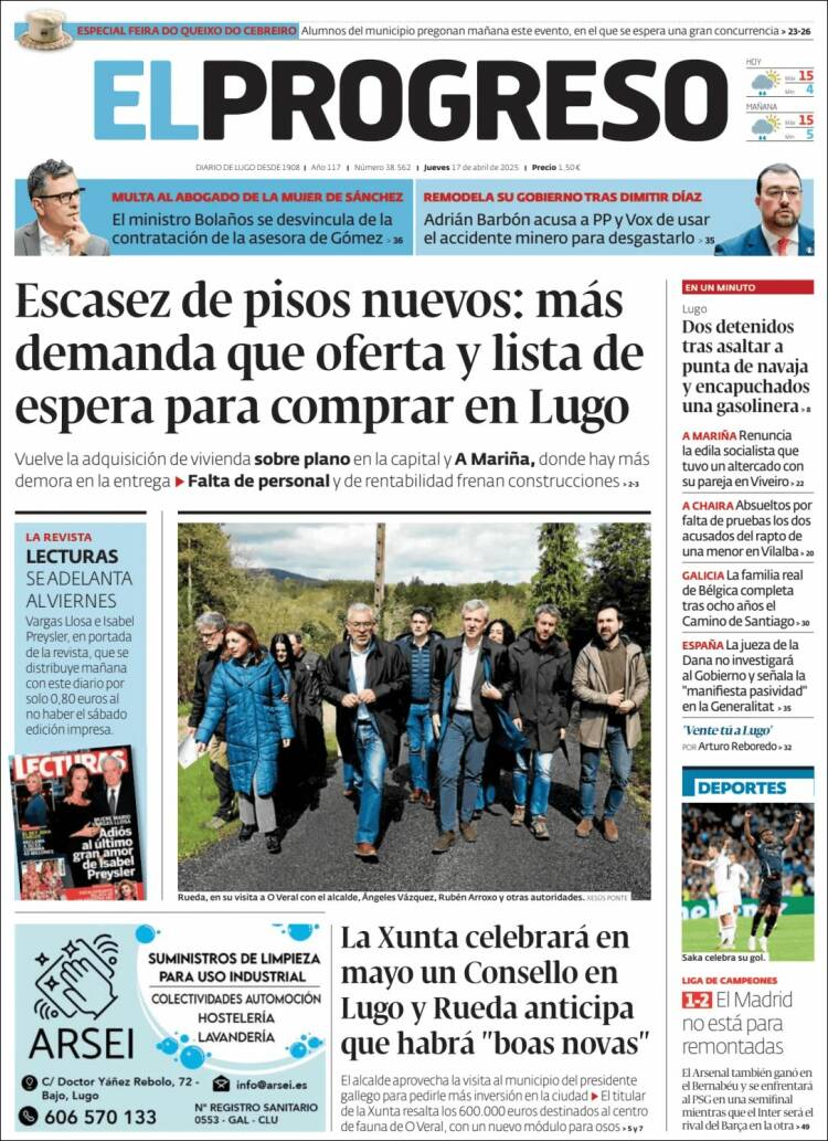 Portada de El Progreso (España)