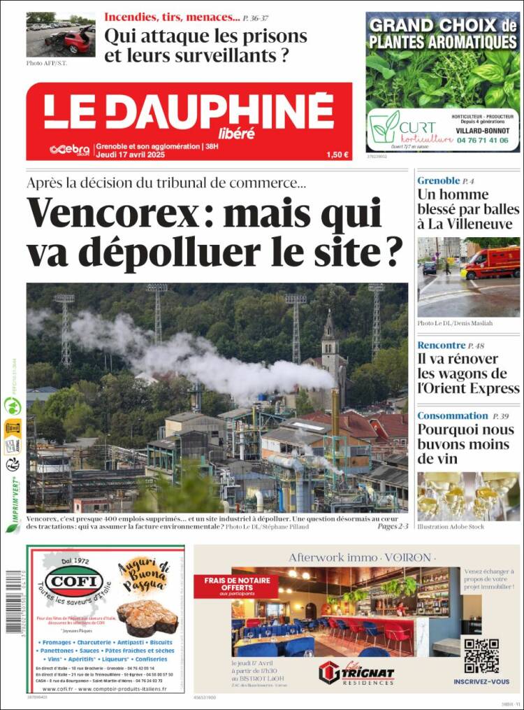 Portada de Le Dauphiné Libéré (Francia)