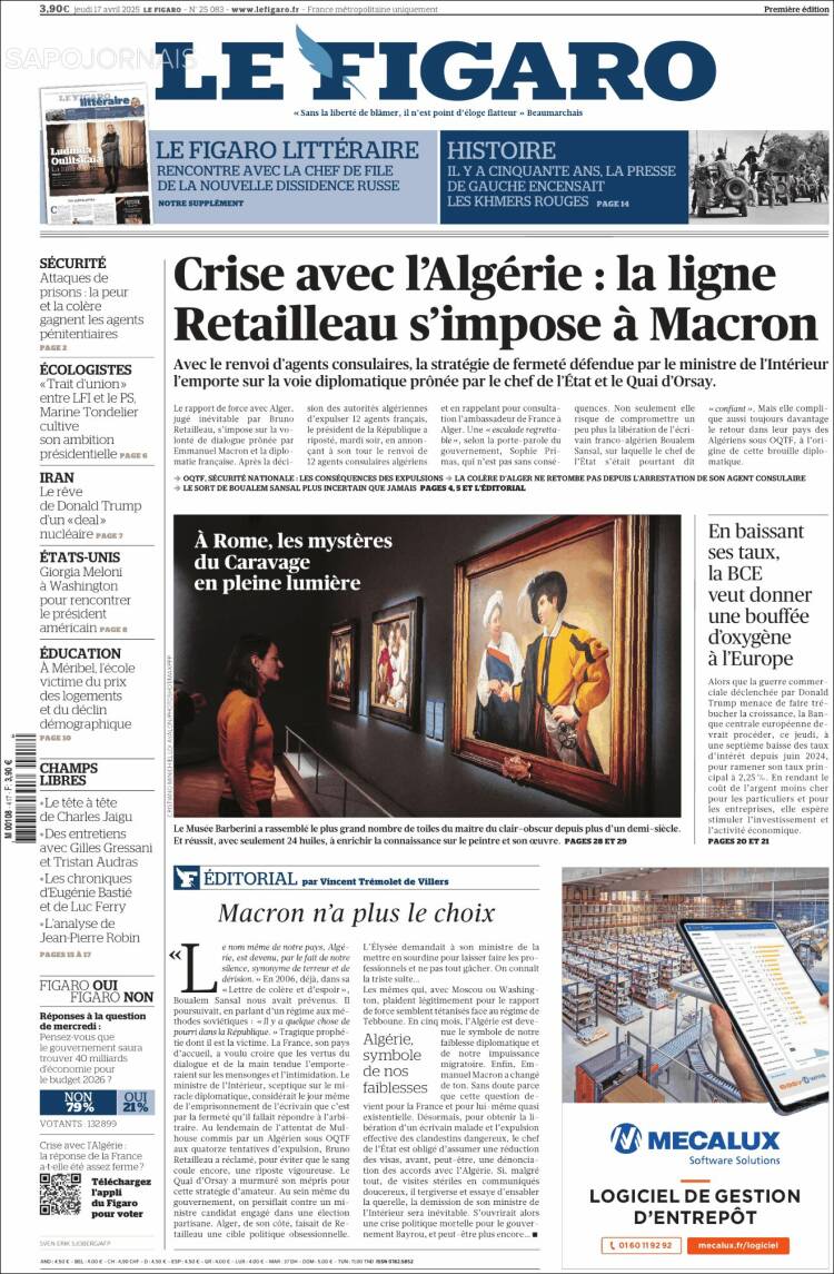 Portada de Le Figaro (Francia)