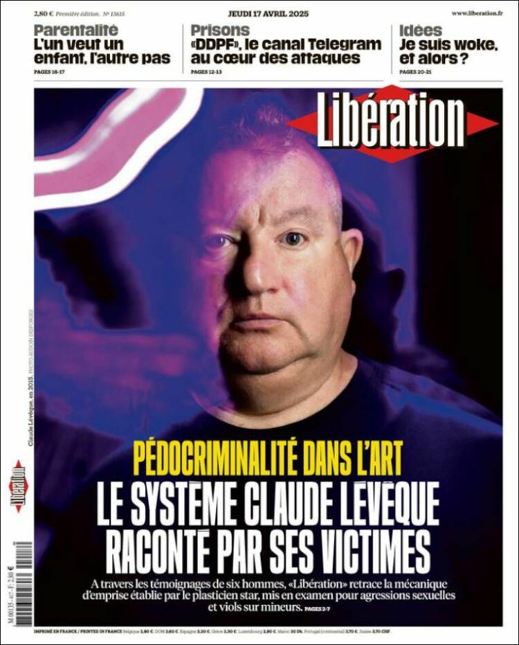 Portada de Libération (Francia)