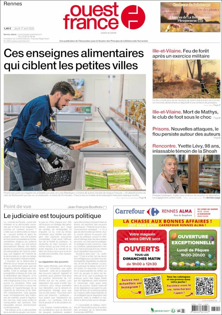 Portada de Ouest France (Francia)