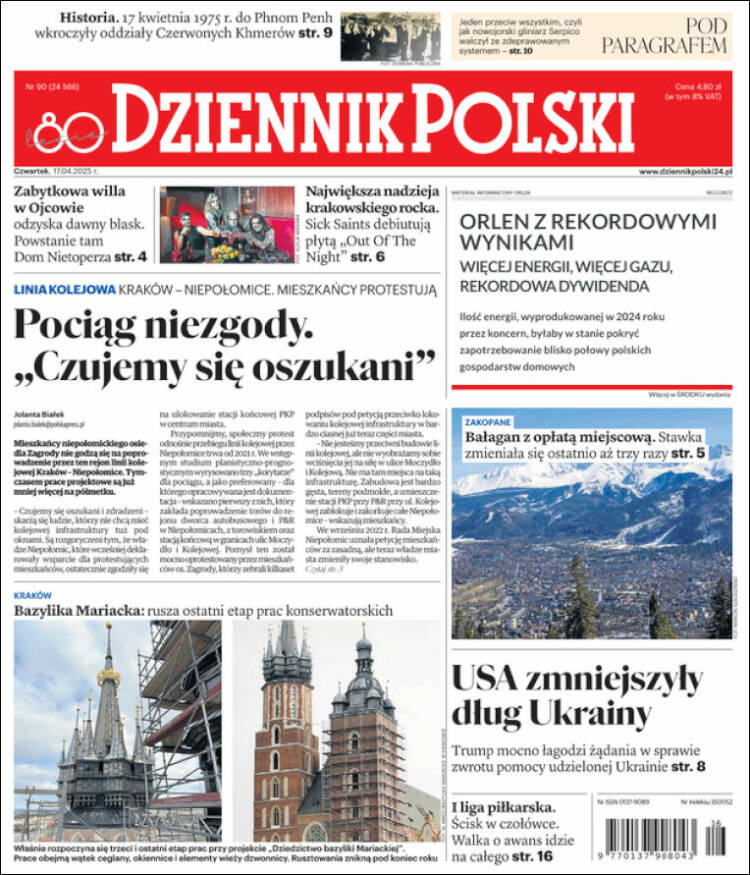 Portada de Dziennik (Polonia)