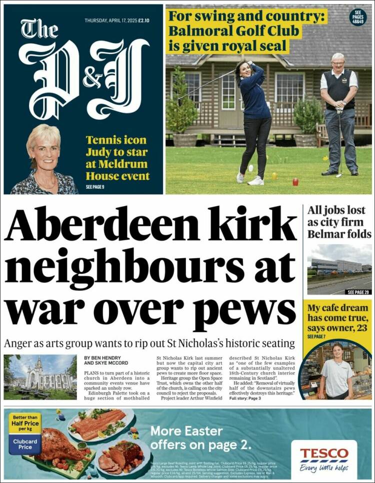 Portada de The Press and Journal (Reino Unido)