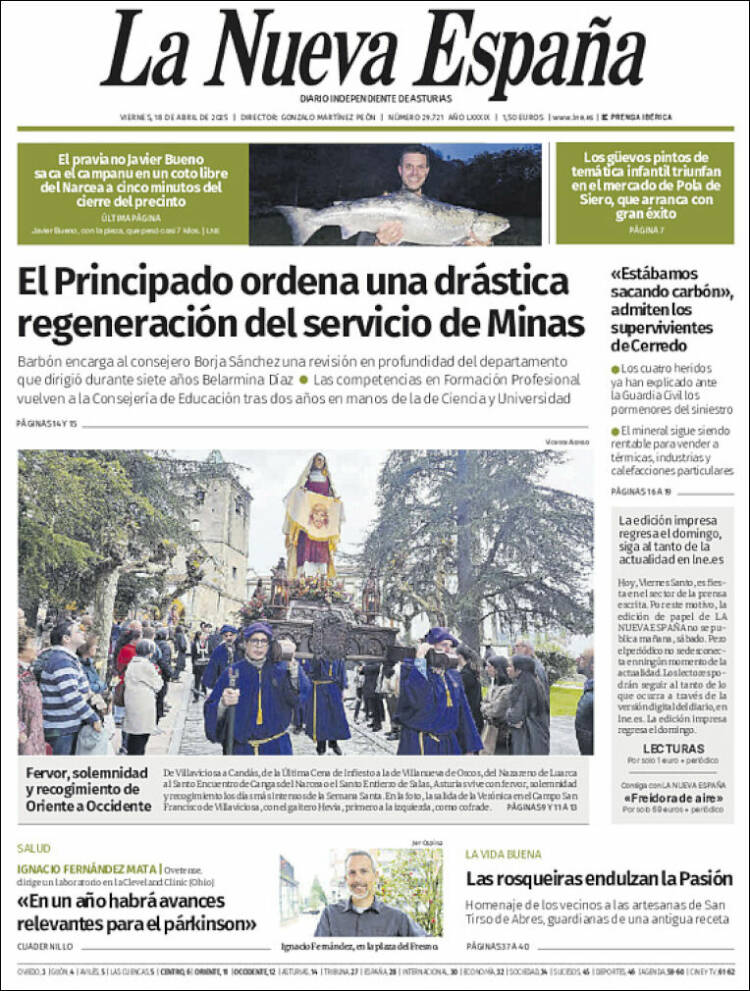 Portada de La Nueva España (España)