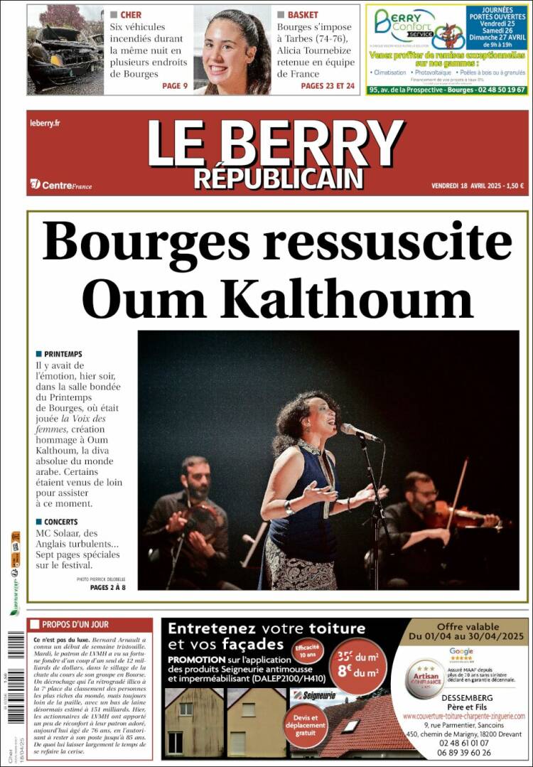 Portada de Berry Republicain (Francia)