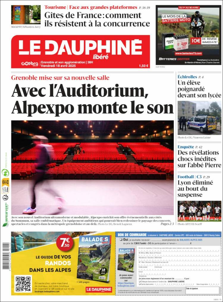 Portada de Le Dauphiné Libéré (Francia)