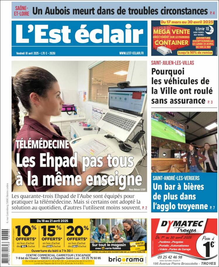 Portada de L'Est Eclair (Francia)