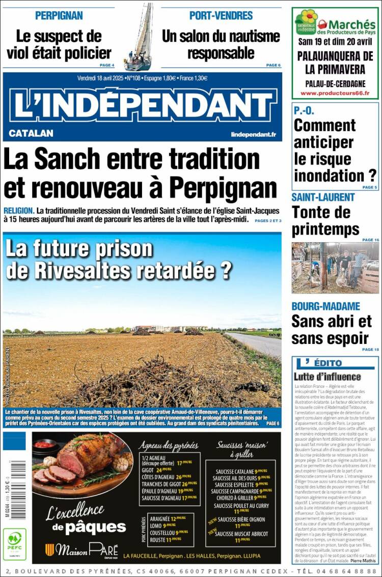Portada de Le Indépendant (Francia)