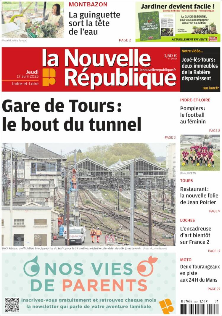 Portada de La Nouvelle Republique (Francia)