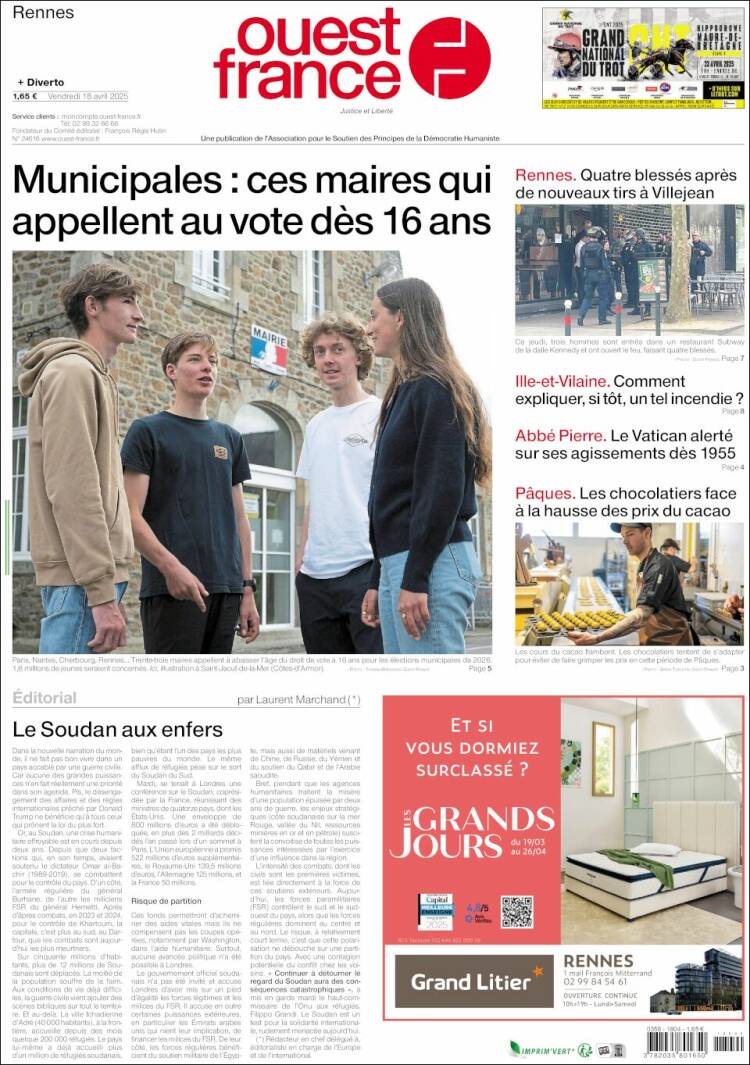 Portada de Ouest France (Francia)